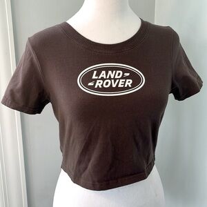 PacSun Medium Land Rover Cropped Tshirt, Cocoa Brown with White logo NWOT